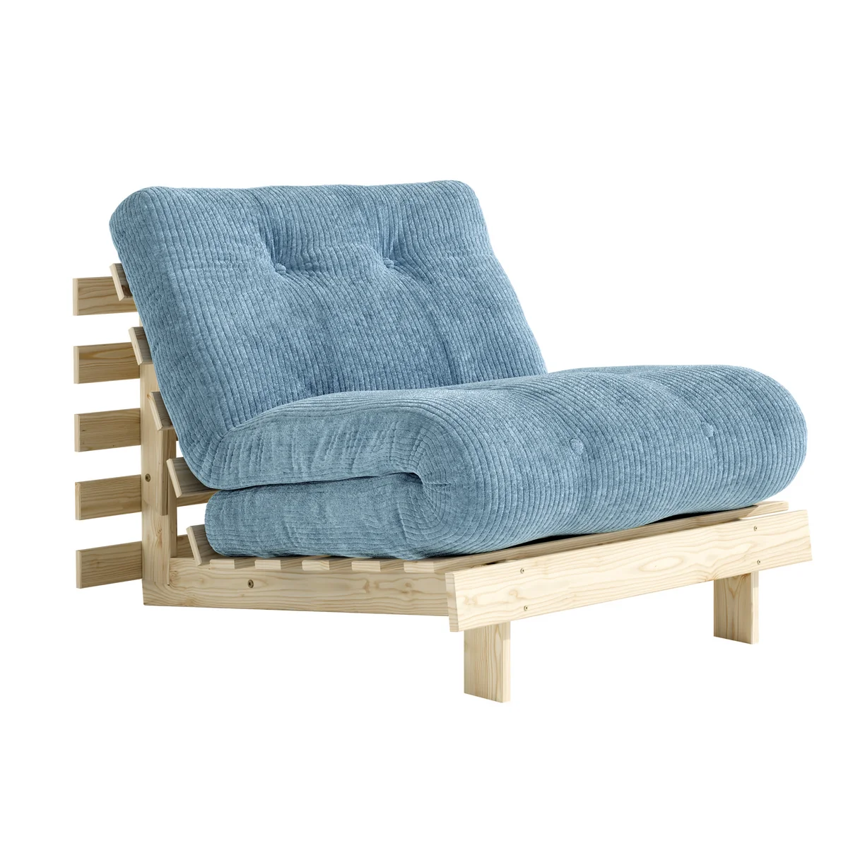 Karup - Fauteuil-lit « Roots » 90 cm, pin naturel / bleu brumeux (554)