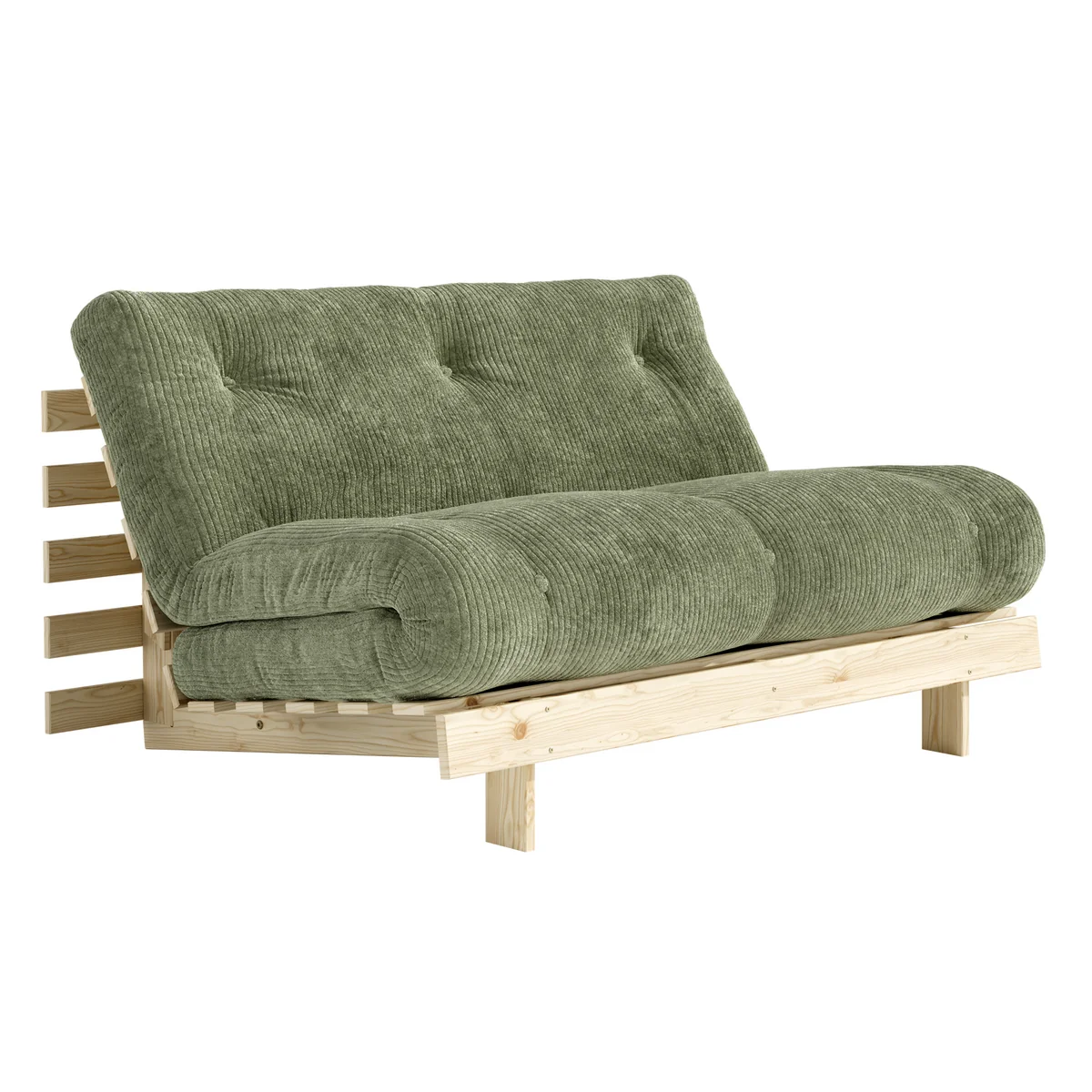 Karup - Roots Canapé-lit, 140 x 200 cm, pin naturel / vert kaki (553) Karup - Roots Canapé-lit, 140 x 200 cm, pin naturel / vert kaki (553)