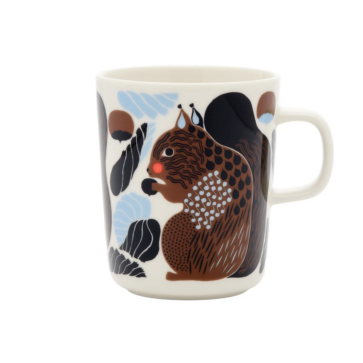 Marimekko - Oiva Kurre Tasse avec anse, 250 ml, blanc / marron / noir / lt.blue Marimekko - Oiva Kurre Tasse avec anse, 250 ml, blanc / marron / noir / lt.blue