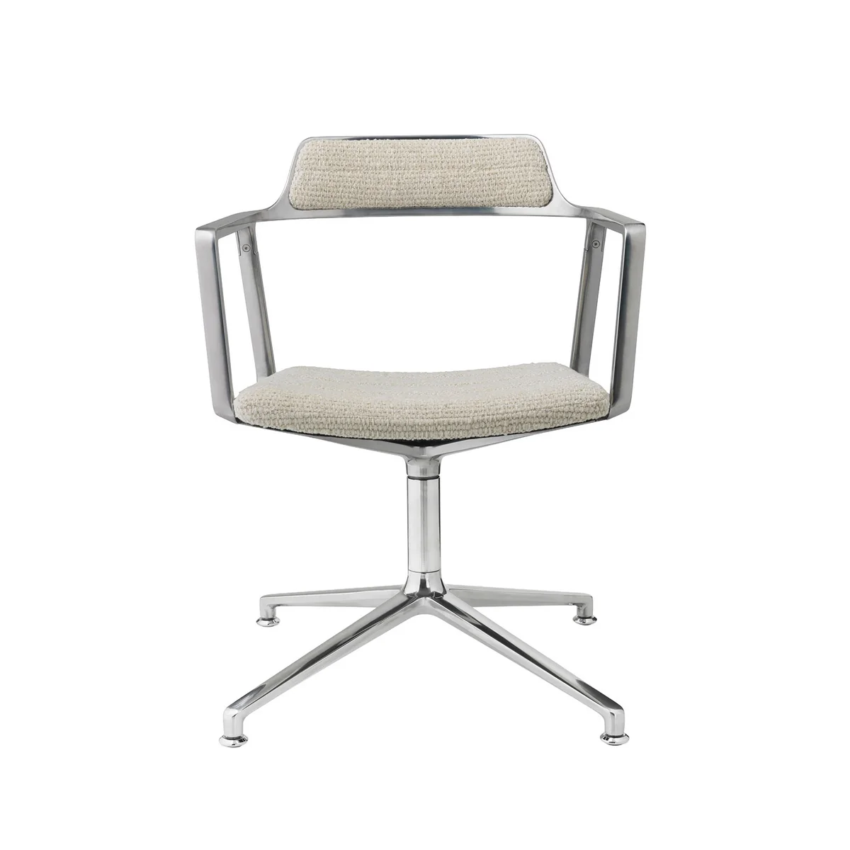 Vipp - 452 Swivel Siège pivotant sur patins, aluminium poli / blanc cassé Vipp - 452 Swivel Siège pivotant sur patins, aluminium poli / blanc cassé