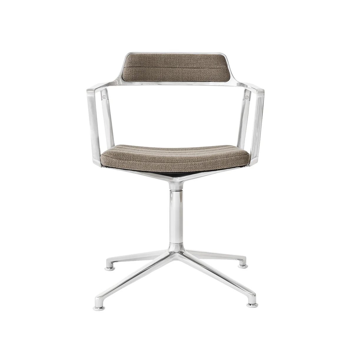 Vipp - 452 Swivel Siège pivotant sur patins, aluminium poli / dark sand Vipp - 452 Swivel Siège pivotant sur patins, aluminium poli / dark sand