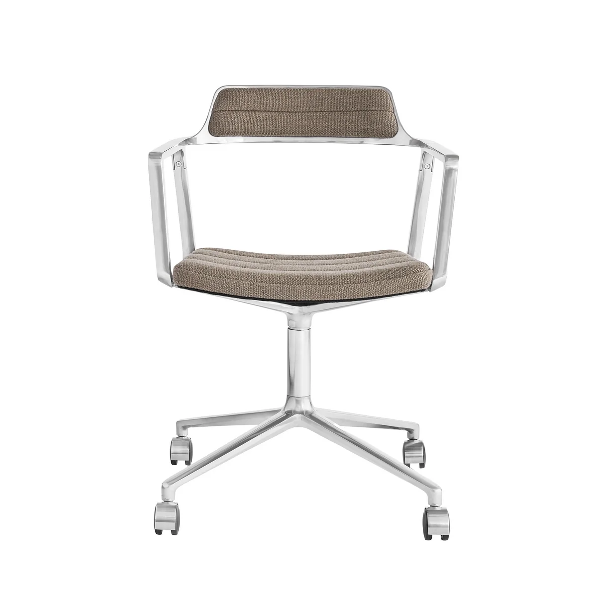 Vipp - 452 Swivel Chaise pivotante à roulettes, aluminium poli / dark sand Vipp - 452 Swivel Chaise pivotante à roulettes, aluminium poli / dark sand