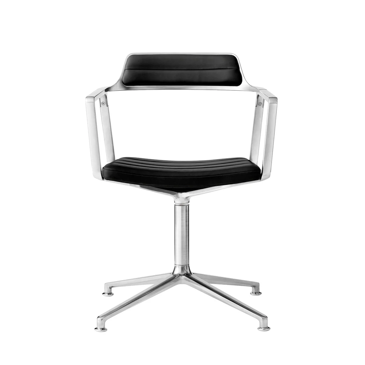 Vipp - 452 Swivel Siège pivotant sur patins, aluminium poli / cuir noir Vipp - 452 Swivel Siège pivotant sur patins, aluminium poli / cuir noir