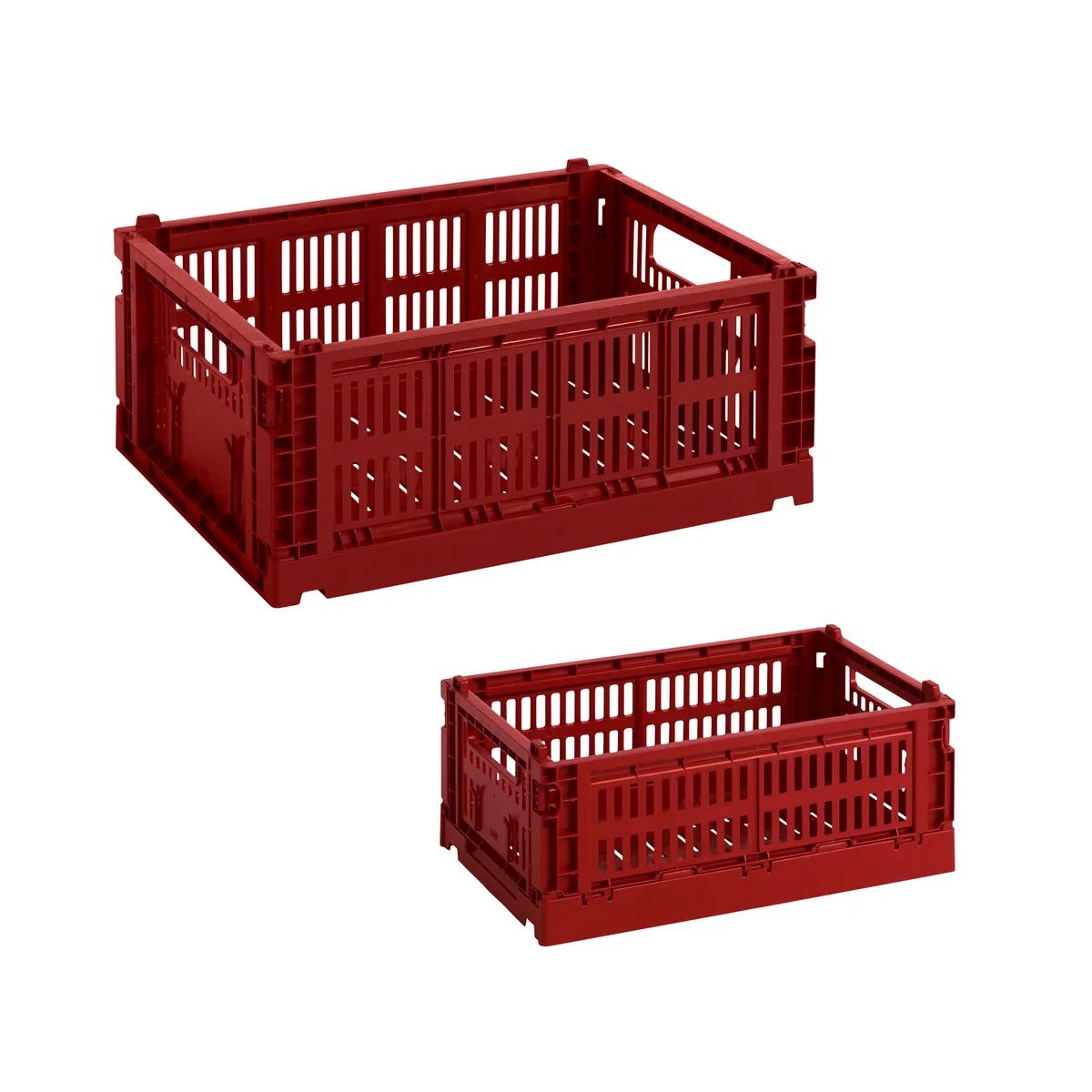 HAY - Panier Colour Crate M + S, bordeaux, recyclé (lot de 2)