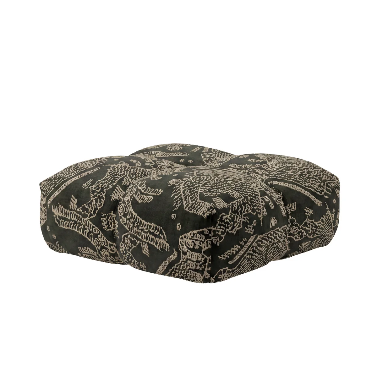 OUT Objekte unserer Tage - Pouf « Sander » Large, bleu pétrole / blanc (Tiger Mountain Col. 003 par Dedar)