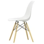 Vitra - Chaise Eames Plastic Side DSW (H 43 cm), érable jauni / blanc, patins feutre blancs (sols durs)