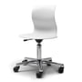 Flötotto - Chaise pivotante Pro 4 aluminium poli, coque blanc neige, roulettes douce (avec couvercles polis)