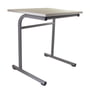 Flötotto – Table Pro 4 School (poste de travail simple), avec châssis en T, granite/blanc neige, patins en matière synthétique.
