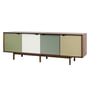 Andersen Furniture - Buffet S1, noyer huilé / portes Pale Olive (vert pâle), Alpino (blanc), Ocean Grey (vert roseau), Doeskin (beige)