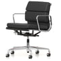 Vitra - EA 217 Soft Pad chaise de bureau chromée avec accoudoirs, pivotante, cuir Premium F asphalte (roulettes pour sols durs)