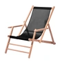 Jan Kurtz - Maxx Deckchair bois de teck, revêtement en tissu synthétique noir