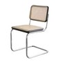 Thonet - S 32 V Chaise, chrome / hêtre teinté noir (TP 29) / cannage avec tissu de soutien en plastique