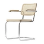 Thonet - S 64 V Chaise avec accoudoirs, chrome / hêtre naturel (TP 17) / cannage avec tissu de soutien synthétique