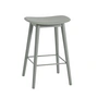 Muuto - Fiber Tabouret de bar Wood Base H 65 cm, gris