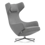 Vitra - Grand Repos Fauteuil, Cosy 2 gris clair (01 kieselgrau ), aluminium poli (patins en feutre)