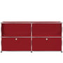 USM Haller - Buffet M avec deux portes abattantes en bas, rouge rubis USM