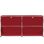 USM Haller - Buffet M avec deux portes abattantes en haut, rouge rubis USM