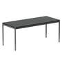 USM Haller - Table, 175 x 75 cm, piètement en acier chromé/plateau en linoléum, noir