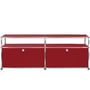 USM Haller - Le meuble TV/Hifi Lowboard M avec porte à rabat et surfaces de rangement, rouge rubis