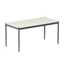 USM Haller - Table, 150 x 75 cm, piètement en acier chromé/plateau en MDF, blanc pur (RAL 9010)