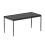 USM Haller - Table, 150 x 75 cm, piètement en acier chromé/plateau en linoléum, noir