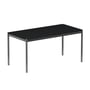 USM Haller - Table, 150 x 75 cm, piètement en acier chromé/plateau plaqué chêne, laqué noir