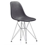Vitra - Chaise d'appoint eames en fibre de verre dsr, chromée / eames en peau d'éléphant gris (patins en feutre de base foncé)