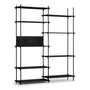 Moebe - Shelving System, Tall Double, chêne teinté noir / noir