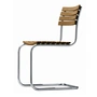 Thonet - S 40 chaise d'extérieur, piétement acier inox tube rond / assise et dossier iroko huilé