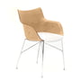 Kartell - Q/Wood Chaise avec accoudoirs, chromé / blanc / hêtre clair