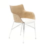 Kartell - Q/Wood Chaise avec accoudoirs, chromé / blanc / frêne clair
