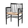 Fdb møbler - J81 fauteuil, hêtre laqué noir / osier naturel