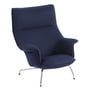 Muuto - Doze Lounge Chair, piètement chromé / revêtement bleu foncé (Balder 782)