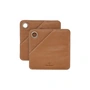 House doctor - Porte-pot carré en cuir, cognac (lot de 2)