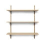 Ferm Living - Etagère murale secteur triple, 87 cm, chêne / laiton noir