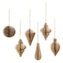 Broste Copenhagen - Christmas Mix Pendentif décoratif, Ø 5 x H 7 cm, brun naturel (set de 6)