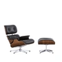 Vitra - Lounge Chair & Ottoman, poli, noyer noir pigemnté, cuir Premium F nero (classique)