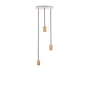 Tala - Brass Triple Lampe suspendue, blanc / chêne / laiton