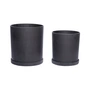 Hübsch Interior - Pot à plantes avec soucoupe, taille moyenne / noir (lot de 2)