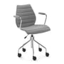 Kartell - Maui Soft Chaise de bureau avec accoudoirs et roulettes, acier chromé / Noma grey