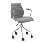 Kartell - Maui Soft Chaise de bureau avec accoudoirs et roulettes, acier chromé / Noma gris