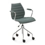 Kartell - Maui Soft Chaise de bureau avec accoudoirs et roulettes, acier chromé / Noma green