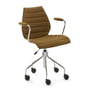 Kartell - Maui Soft Chaise de bureau avec accoudoirs et roulettes, acier chromé / Moutarde de Noma