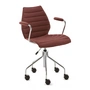 Kartell - Maui Soft Chaise de bureau avec accoudoirs et roulettes, acier chromé / Noma rouge brique