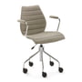 Kartell - Maui Soft Chaise de bureau avec accoudoirs et roulettes, acier chromé / Noma beige