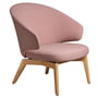 Fritz Hansen - Let Chaise longue avec structure en bois, rouge-orange / chêne