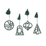 Broste Copenhagen - Christmas Fili Pendentif décoratif, Ø 8 cm, deep forest (set de 4)