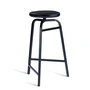 Northern - Treble Tabouret de bar H 65 cm, chêne laqué noir / cuir noir / noir