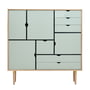 Andersen Furniture - LA CUISINE S3 Commode, chêne savonné / façades ocean grey