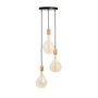 Tala - Chêne Triple Set de lampes suspendues, y compris 3 x Voronoi II ampoules LED E27, noir / laiton